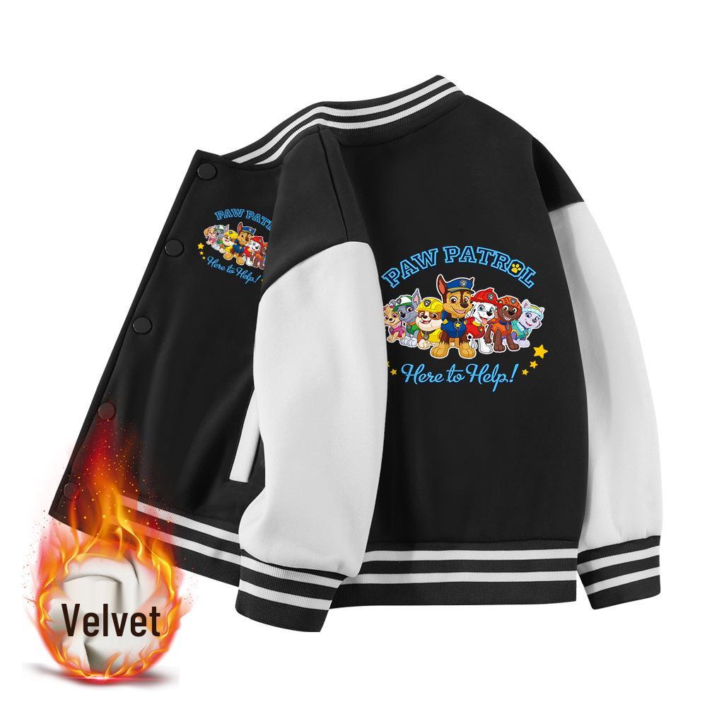 Paw Patrol Kids' Spring & Autumn Jackets: 2024 Thickened Baseball & Fleece Cardigan for Boys and Girls