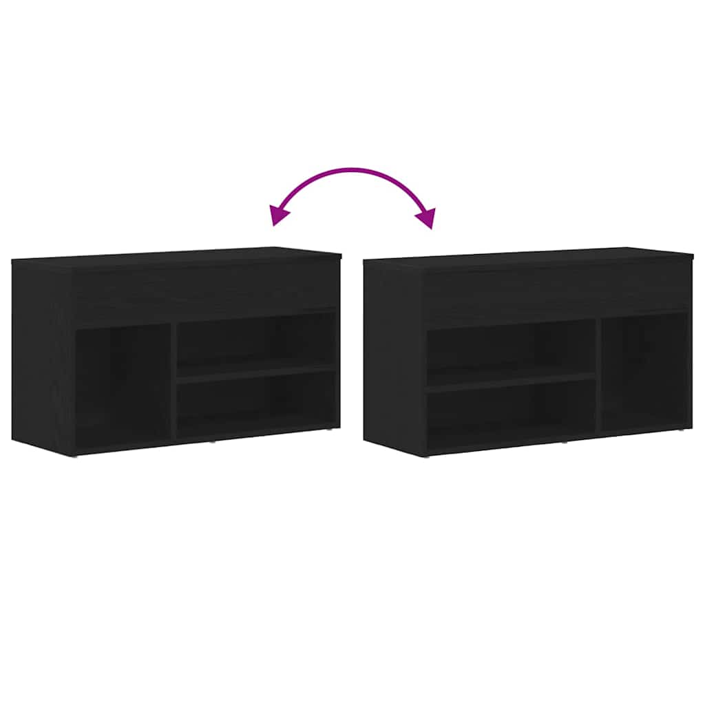 Shoe Bench Black Oak Effect 80 x 30 x 45 cm Engineered Wood