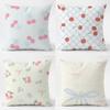 Pattern Delicate Cherry-Patterned Floral Print Cushion Cover Daily Washable Linen Pillowcase Soft For Sofa Bed Home Room Decor