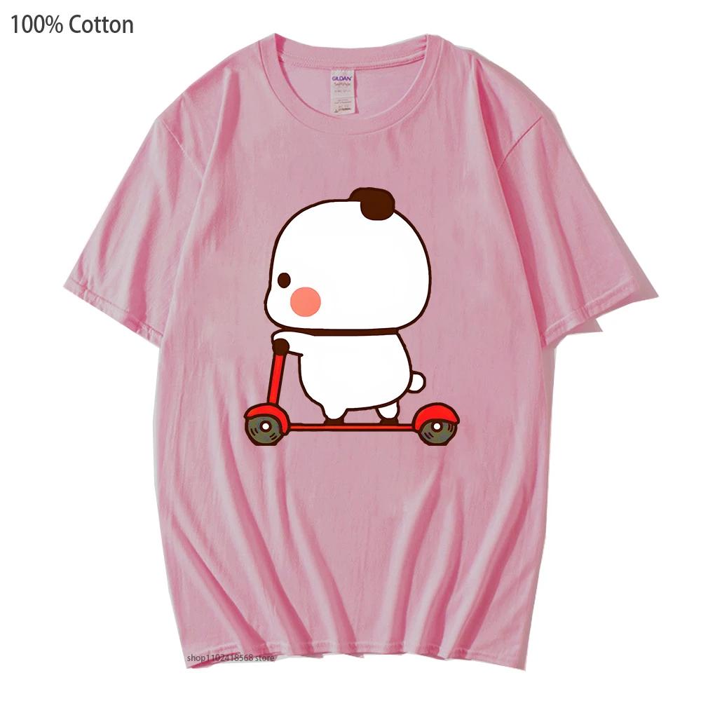 Cute Couple Shirt Cute Bubu and Dudu Are Playing Scooter Together Graphic T-Shirts Men's Clothes Panda Bear Cotton Top
