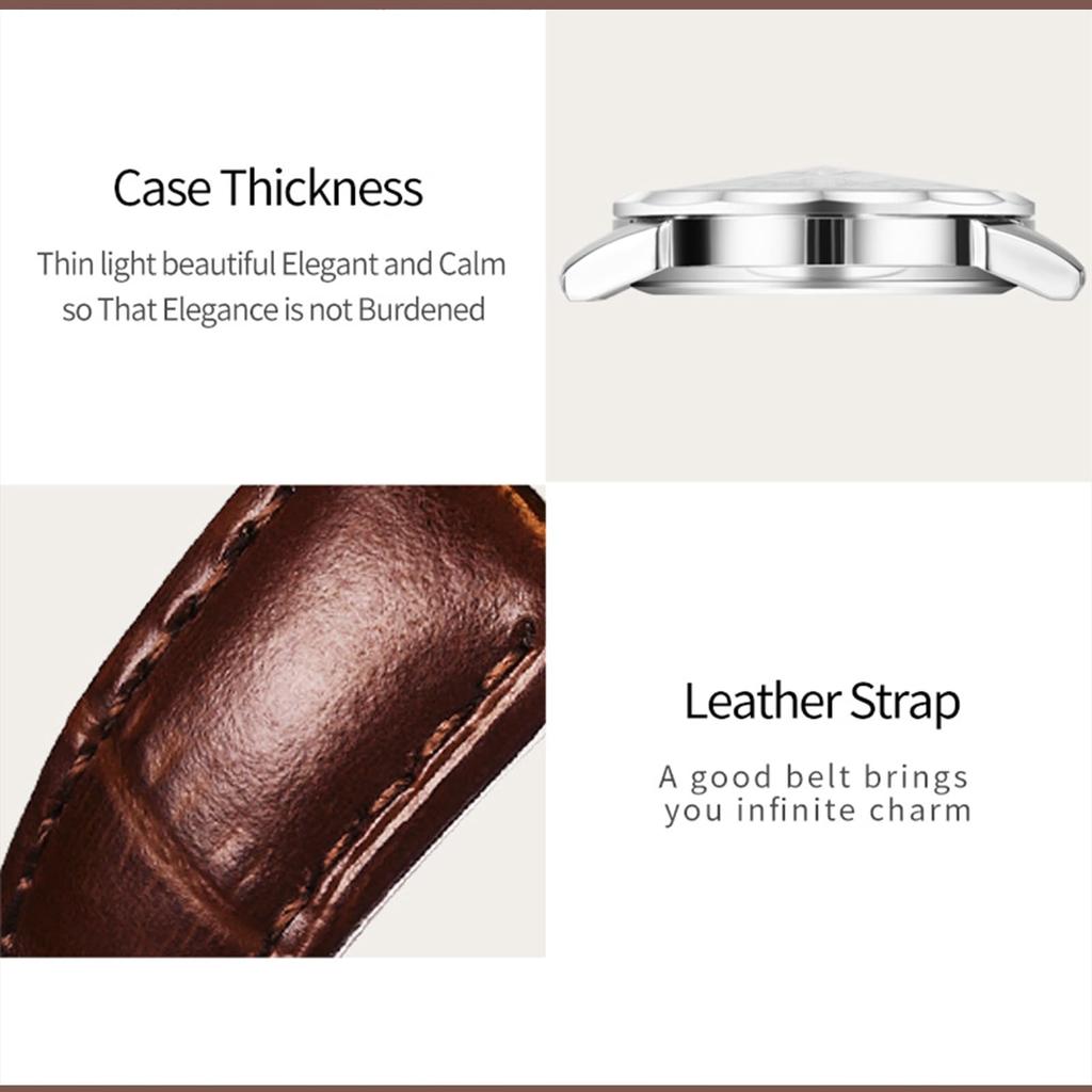 OLEVS Kožený pásek Rameno Roman Quartz Analog Luminous Oblíbené Hodinky s modrým ciferníkem Kožené Dámské Hodinky, Vodotěsné, Hodinky, Roztomilé, Datum, Dámské Hodinky,