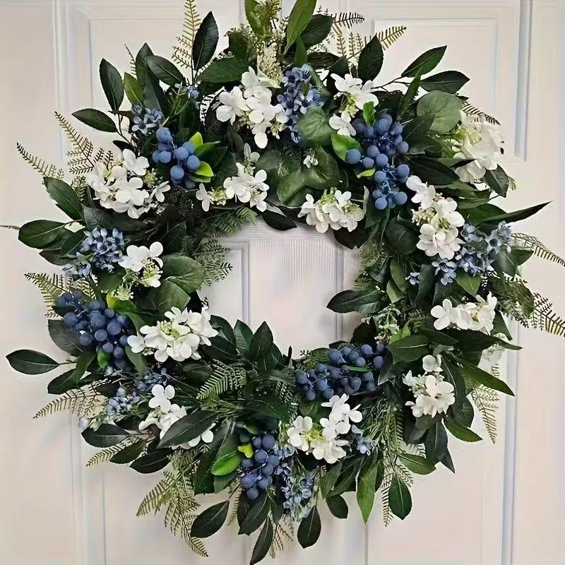 Christmas Olive Branch Wreath Door Hanging Decor Plastic Garland Holiday Home Party