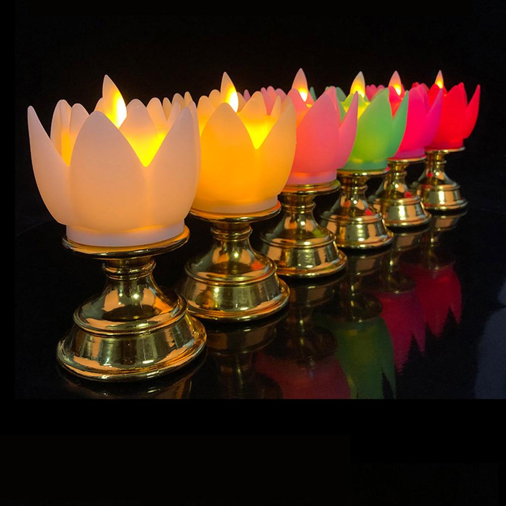 8*8*14cm LED Candle Lamp Colorful Lotus Lamp Decoration Colorful Decoration Meditation Ornament Spiritual Symbolism