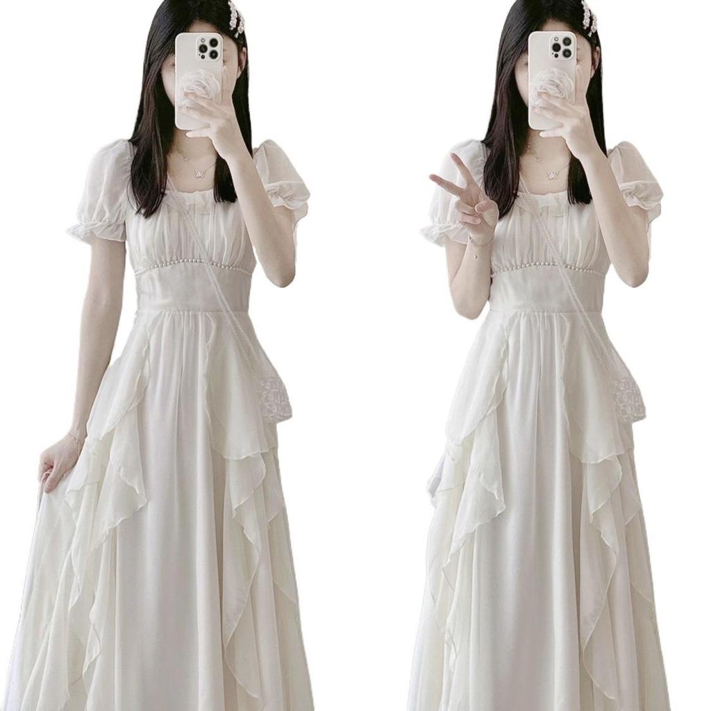 Damen Sommer 2026 Französisches Weißes Feenprinzessinnenkleid