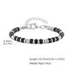 Xiaomi Vnox Men's Silver Color Metal Beads Natural Stone Bracelet, Adjustable 15-20cm Crystal Wheel Beaded Wristband, Jewelry Gift New