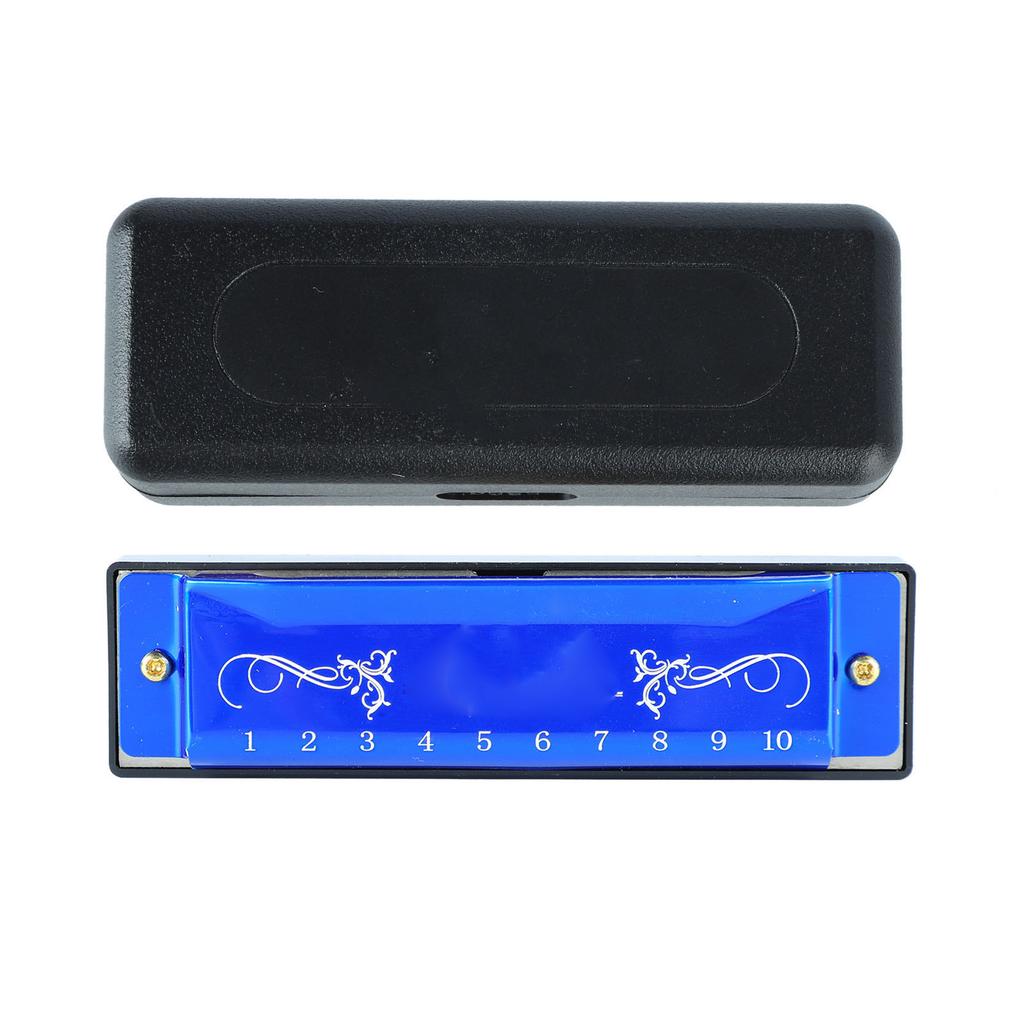 Harmonica 10 Hole 20 Tune C Key Professional Standard Mouth Organ with Case for Kid Beginner Blue