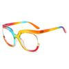 TEMU popular fashion glasses frame female, personalized half frame glasses frame Internet celebrity flat mirror anti-blue light