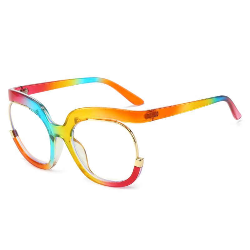TEMU popular fashion glasses frame female, personalized half frame glasses frame Internet celebrity flat mirror anti-blue light