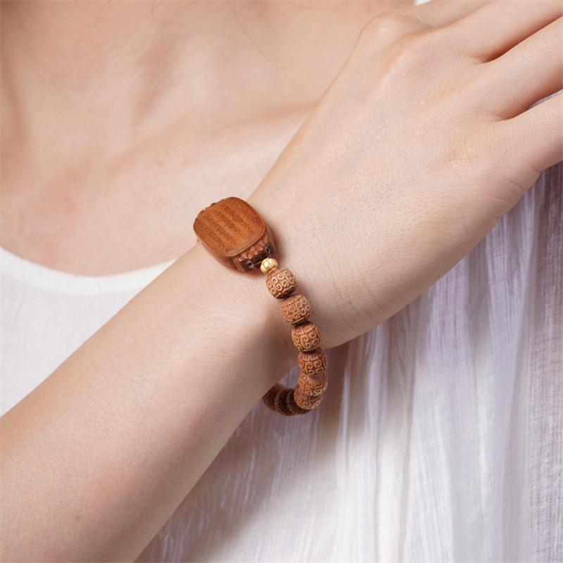 

Ретро браслет из сандалового дерева Старая Гора и лотоса с пятью линиями сутры Pure Natural