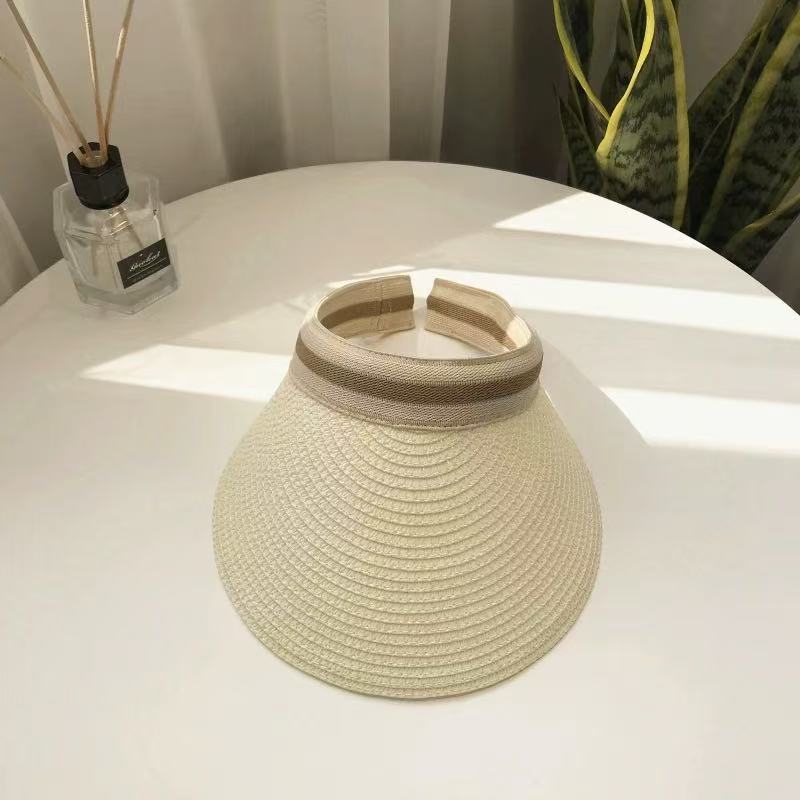 Sun hat summer straw woven duck tongue outdoor travel sunscreen sunshade breathable headband hat straw hat big eaves hat