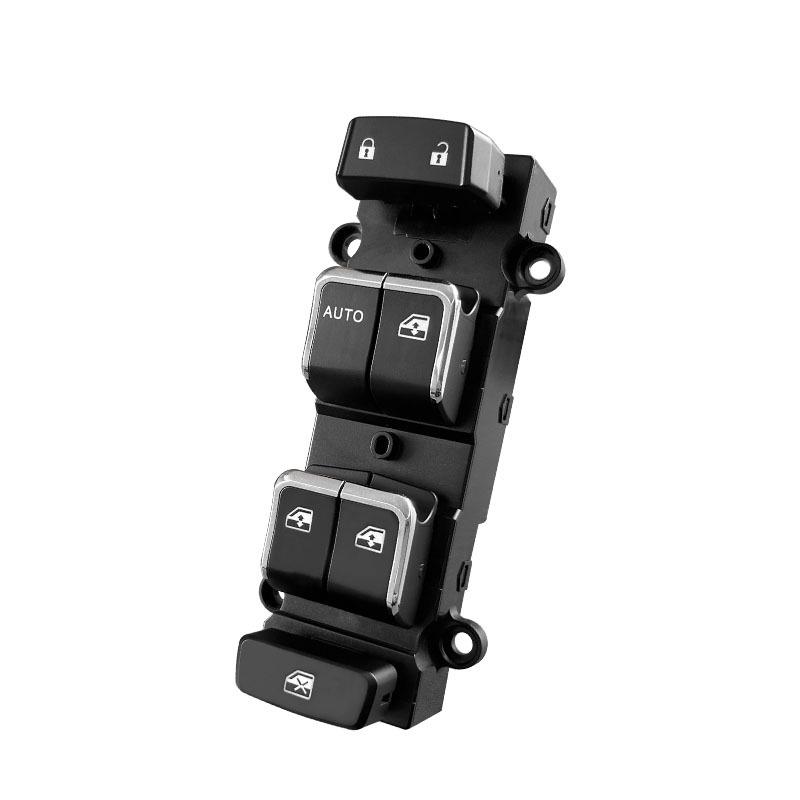 Power Window Switch for Baojun 730 Driver's Side, Anti-Pinch with Silver Trim.