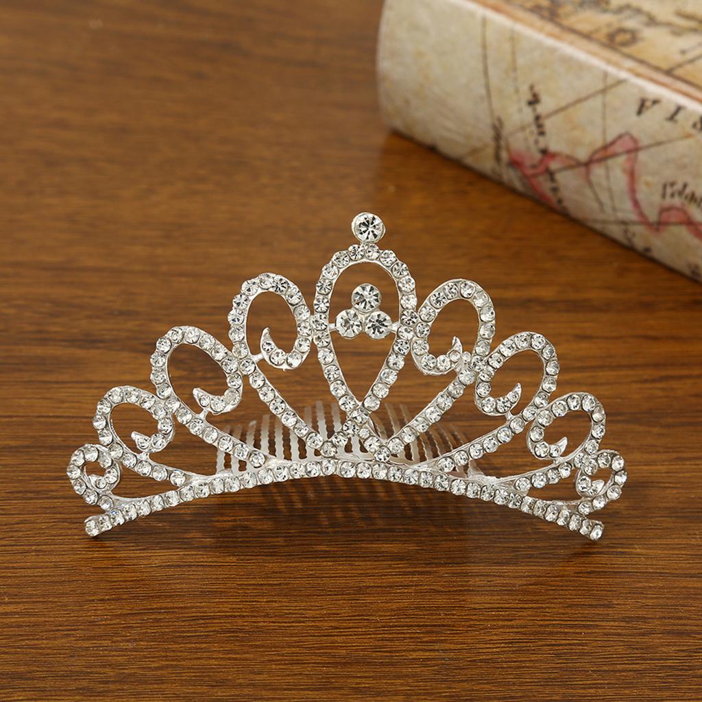 Bridal Hair Comb with Crown Decor Shiny Rhinestone Elegant Hair Comb Barrette for Woman Hair Decorative Use