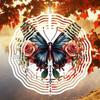 1pc Rose Butterfly 3D Wind Spinner Outdoor Decor for Garden Yard Art Universal Holiday Decoration with 360 Rotating Hook for Thanksgiving
