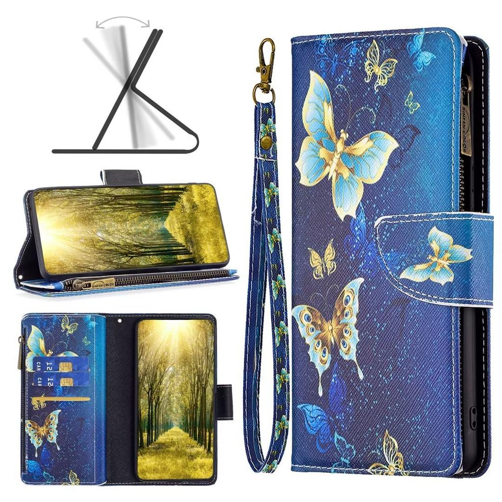 Applicable to Samsung S25 mobile phone leather case A34 painted zipper card wallet protective case Redmi Note12