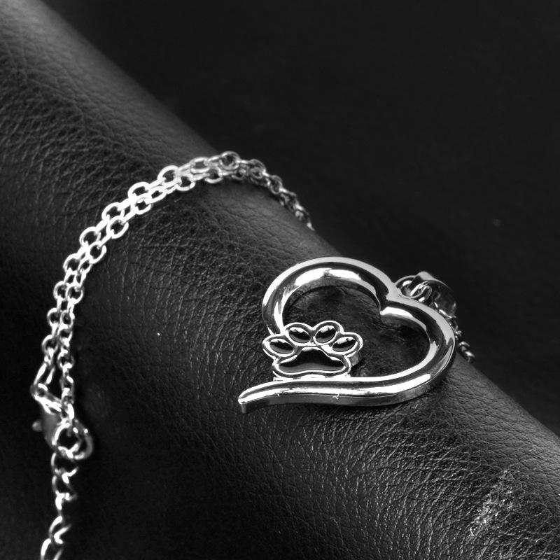 European & American Jewelry: Pet Paw Heart Pendant Necklace