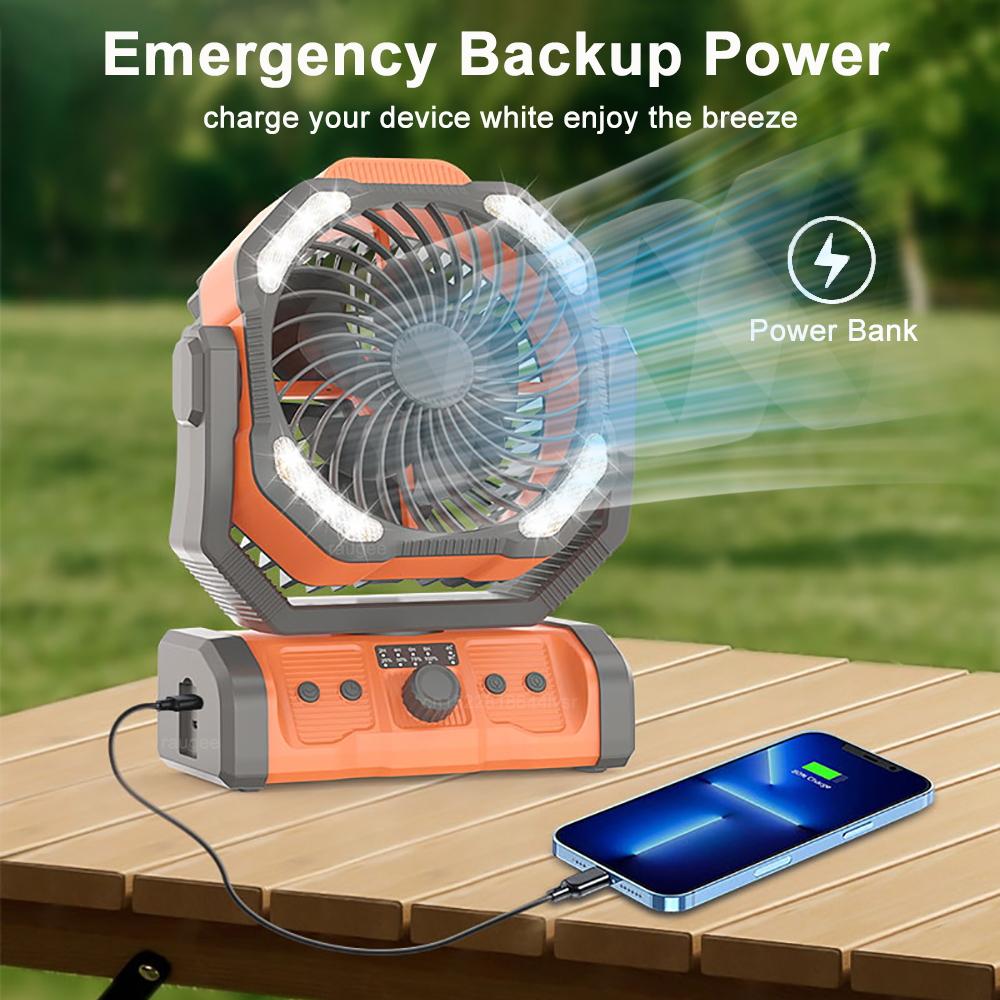 Camping Fan Rechargeable 20000mah Portable Wireless Camping fan for Outdoor Camping Ceiling Fan with Light and Remote Control