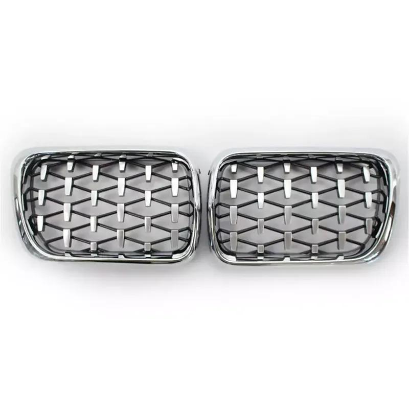 For BMW E36 3 Series 1997-1999 Car Grille Diamond Style Front Kidney ABS Front Hood Grill Silver 51138195152 51138195151 Parts