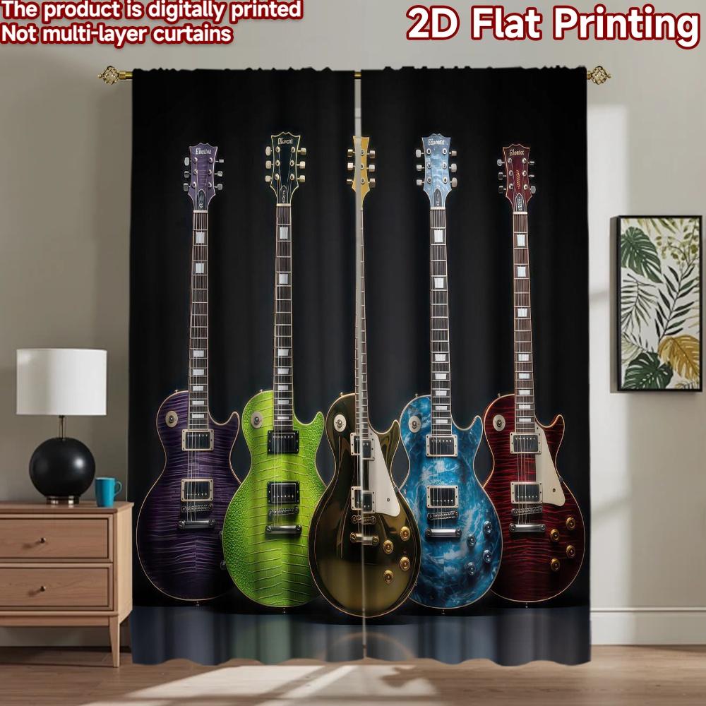 2D flat Photography Backdrop Background Banner Colorful Guitars 100% Polyester Party Decorations Use for Suitable for