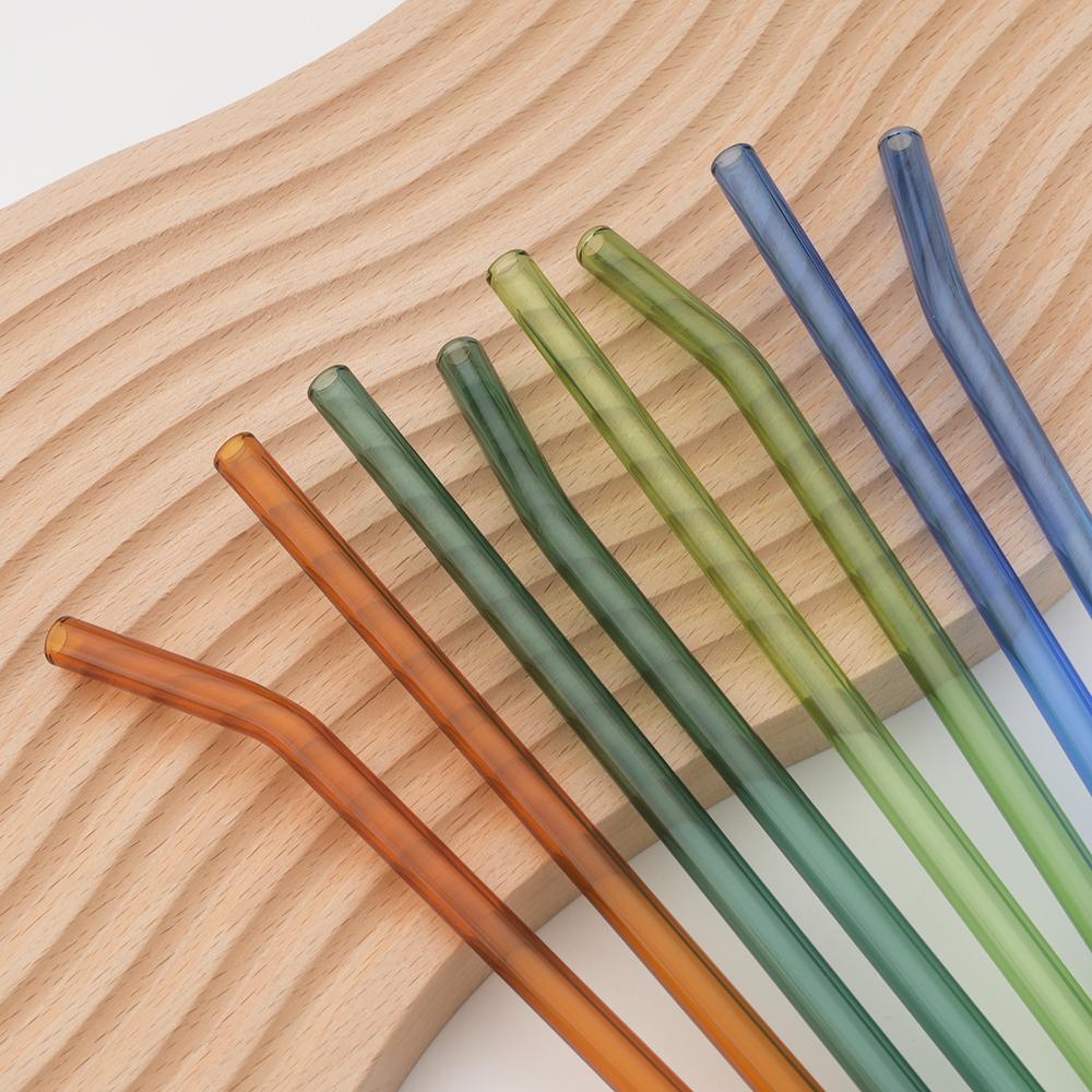 Reusable Drinking Glass Straw High Borosilicate Glass Straw Wide 8mm Eco Friendly Straw for Cocktail Smoothie Milkshake Dinkware
