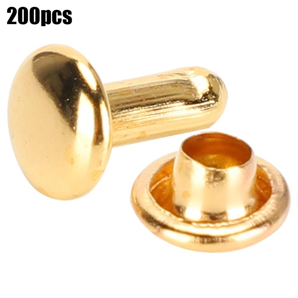 

200 шт. двойные круглые заклепки-застежки для кожаной обуви, сумок, аксессуаров для одежды, имитация золота