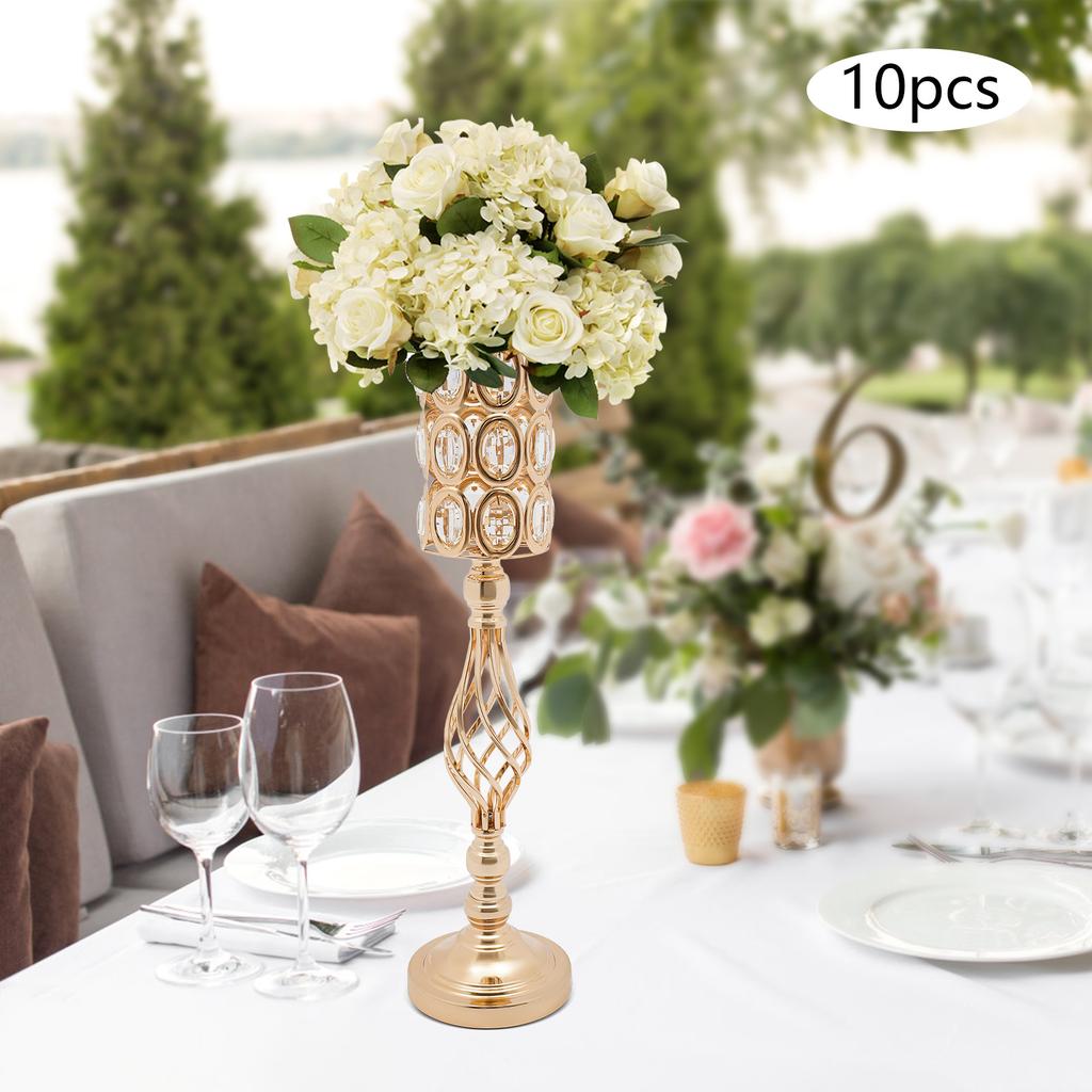 Tall Wedding Vases Set of 10, 24 Inches Gold Floor Vases for Wedding Centerpieces, Glass Cylinder Vases, Elegant Wedding Decor