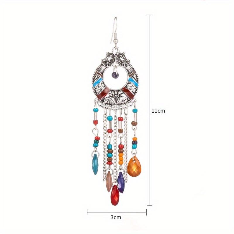 Beads Decor Tassel Drop Earrings