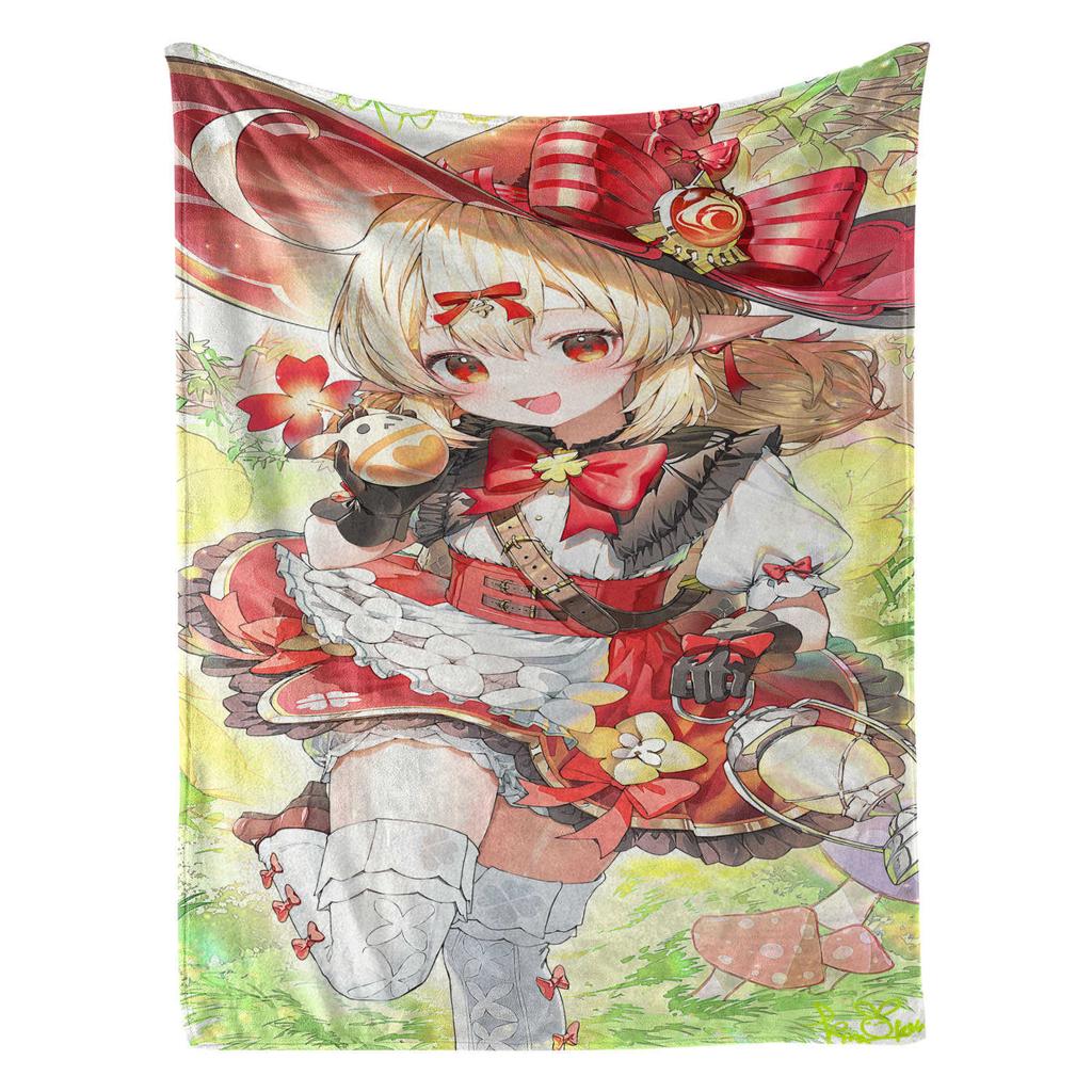 Genshin Impact Klee Cartoon Cute Blanket Cover Warm Soft Anime Flannel Knee Lanket Multifunctional Decoration Universal Blankets