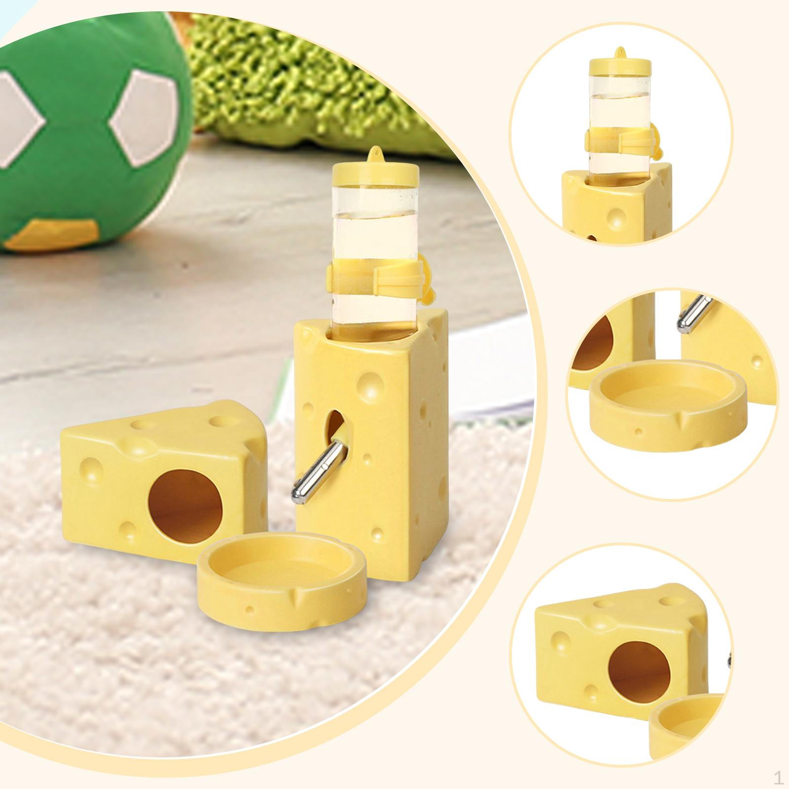 

Cage Accessories for Hamsters Featuring A Ceramic Hideout And Decorative Elements Yellow L