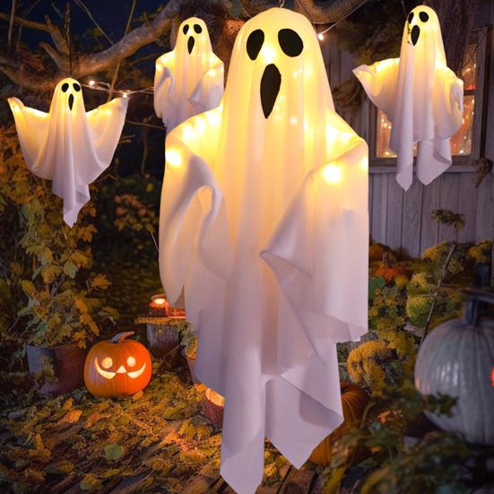 Yousheng Halloween Light Up Hanging Ghost Decoration Spooky LED Ghost Light for Indoor Front Porch Yard Bedroom Decor