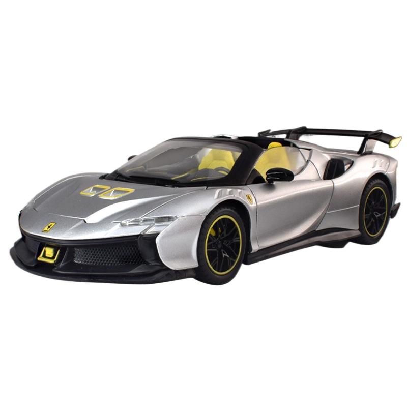 

1/24 Ferrari SF90 SF90XX Alloy Sports Car Model Diecasts Metal Racing Vehicles Car Model Simulation Sound Light Collection Kids Toy Gift срібний