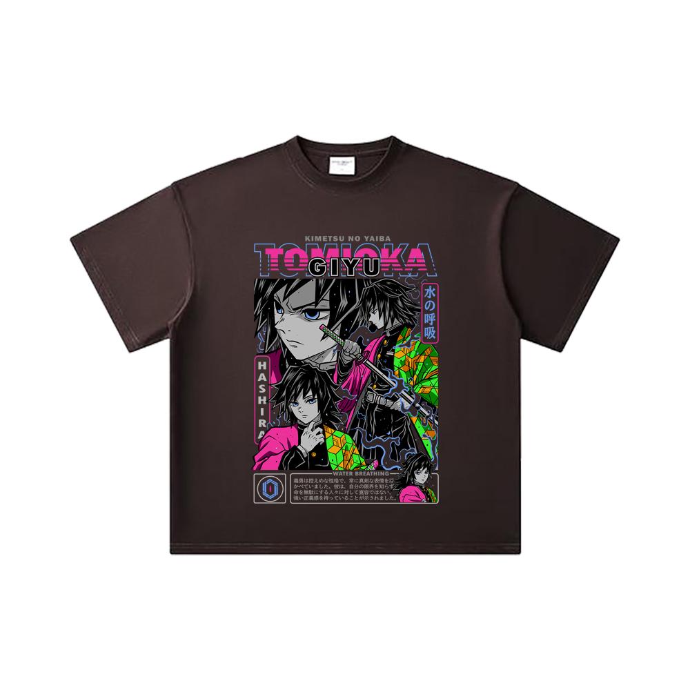 260 GSM Double Yarn 32 Count 100% Cotton Demon Slayer V10 Tomioka Print Unisex Heavy Cotton T Shirt