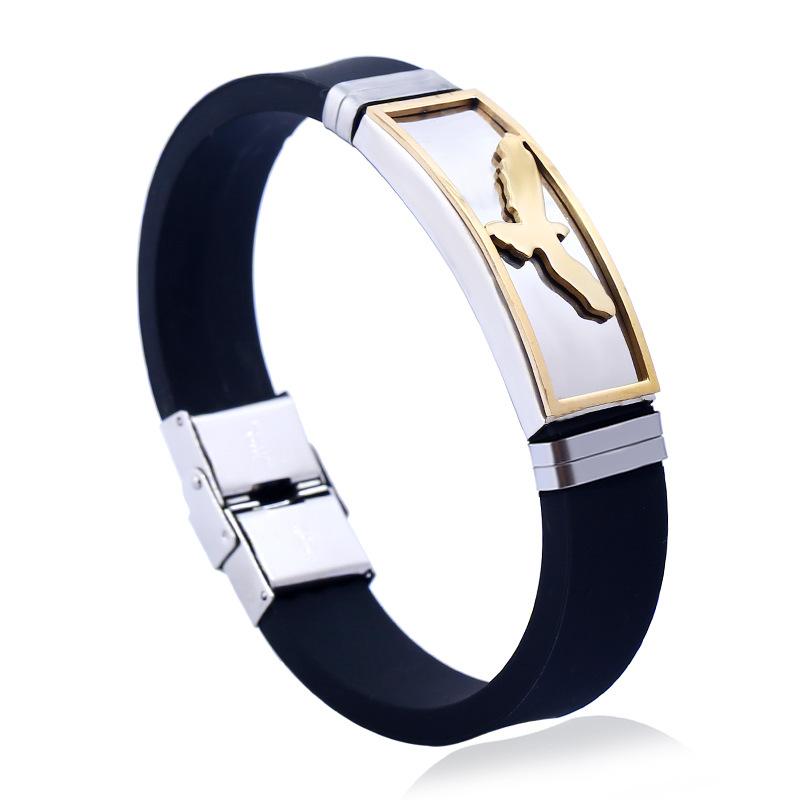 

Модный браслет из нержавеющей стали силикона мужской властный браслет из титановой стали силикона