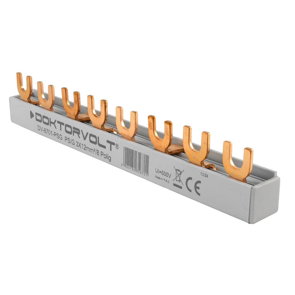 3-Phase 8-Module 12mm² Comb Busbar Bridge for MCBs