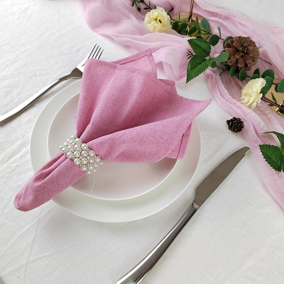 Set of 4 Cotton Linen Dinner Napkins 40x40cm Heavy Cloth Fabric Table Placemats Washable Durable For Party Holiday Wedding Decor