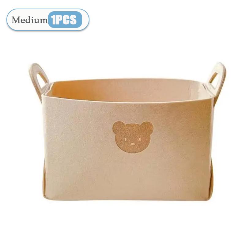 1-8PCS Bear Felt Storage Basket Snacks Toys Storage Basket Large Capacity Foldable Clothes Organizer Desktop Sundry Organizer