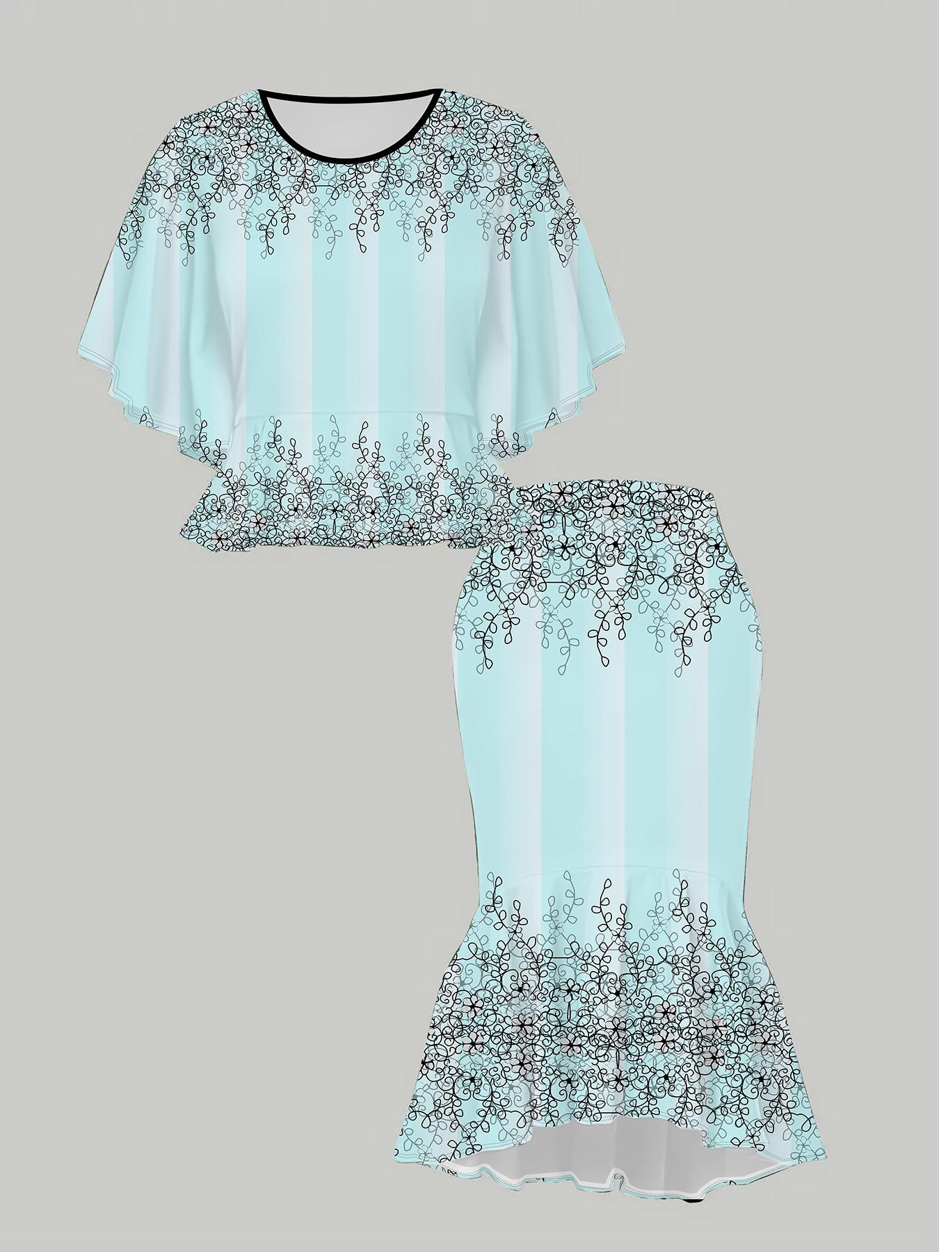 

3D Printed Classical Totem Women s Print, Fashionable Large-sized, Elegant, Versatile for All Seasons. T-shirt, Skirt and Set 1XL синій