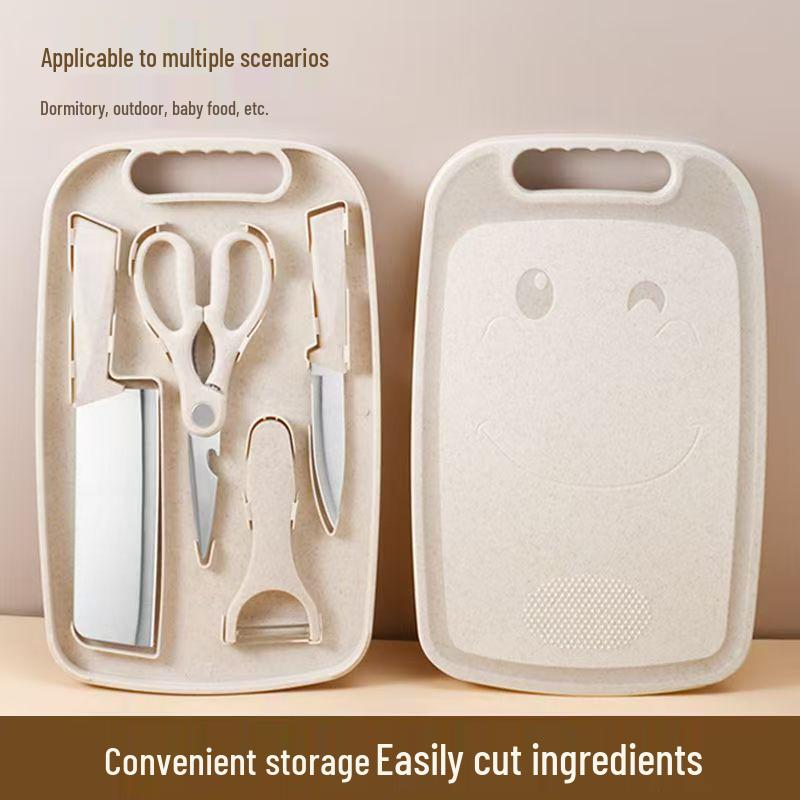 Baby Food Prep Set: Chef's Knife, Cutting Board, Multi-Functional Tools, 5-Piece Combo