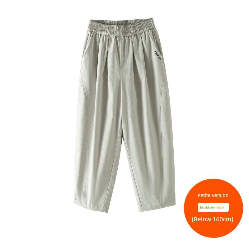 

Plus size women clothing [Korean Series Radish Pants] Three Pants Length Autumn Chubby Girl High Waist All-Match Embroidery Capri Grandma s Pants Grayish Green (below 160cm) 7xl