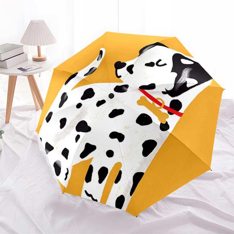 1pc Dalmatian Automatic Open/Close Umbrella - Compact Travel Umbrella with 8-Rib Durable Frame, Lightweight & Portable Design z14