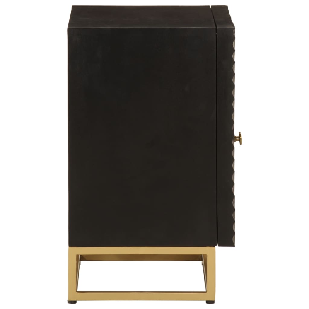 Nightstand Black 40x30x50 cm Solid Mango Wood and Iron