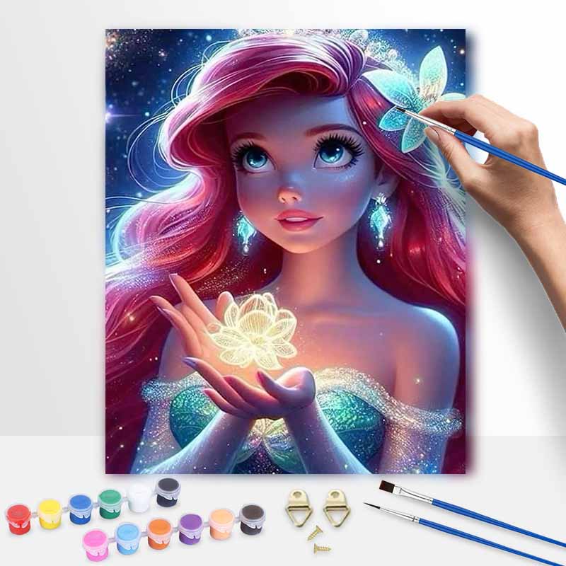 Disney animation digital oil painting Ariel Princess diy handpainted coloring painting home decoration, custom paint by numbers set