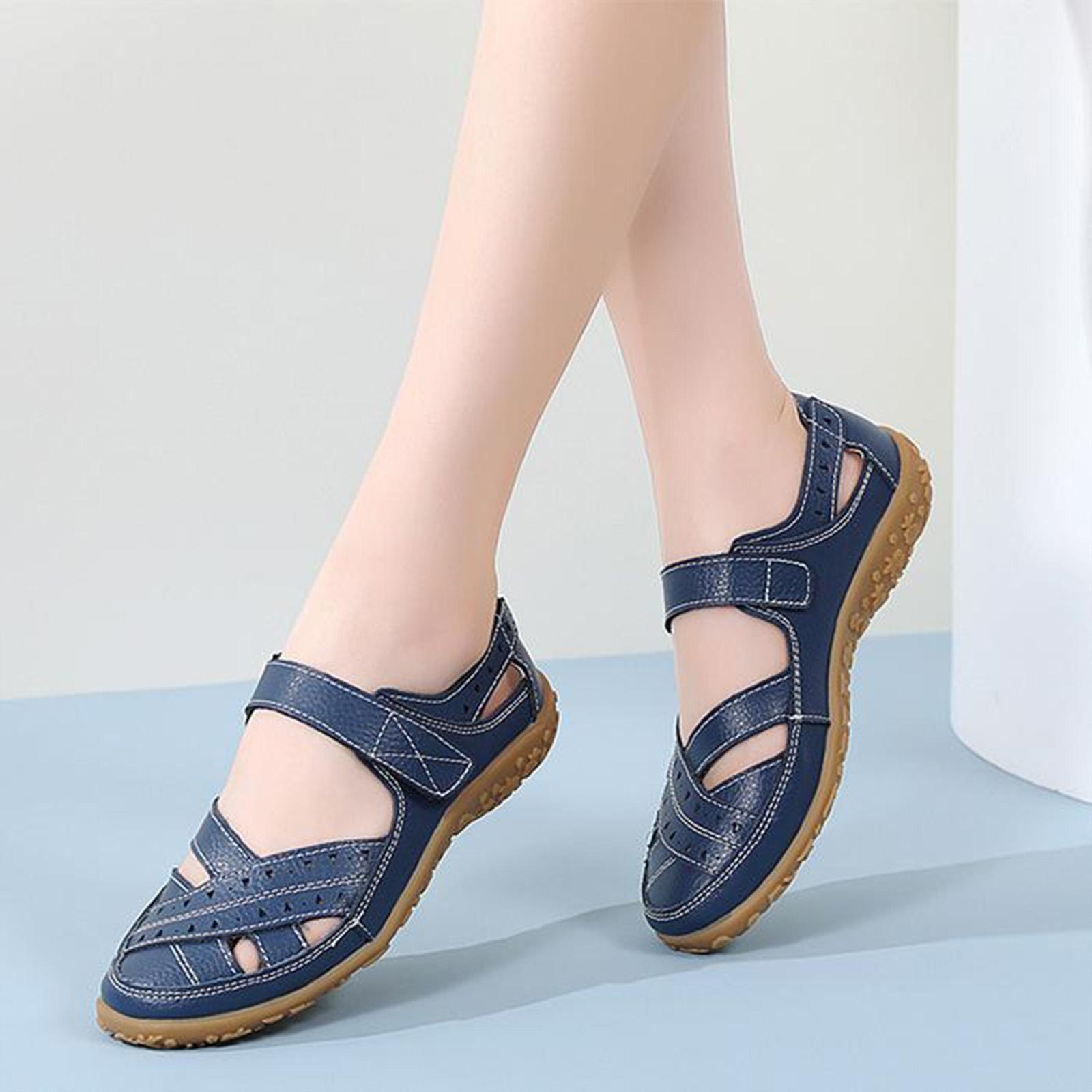 Женская мода Ретро Мягкая кожа Мягкая подошва Баотоу Плоские Полые Удобные Плоские Туфли 38 2090₽