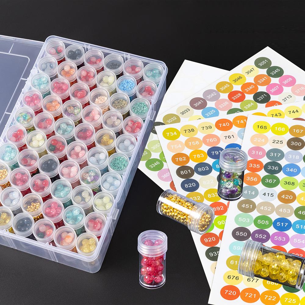 1pc 24/30/48/60/80 Slots Plastic Storage Box, DIY Diamond Painting Beads Charms Jewelry Accessories Organizer Box