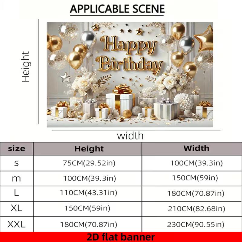 Sfondo 2D Luxe Oro Floreale Buon Compleanno per Studio & Parete Selfie