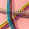 Pack of 100 Assorted Color Beaded Chains Stylish Keychain Accessory Colorful Small Ball Beads Chain with Connectors