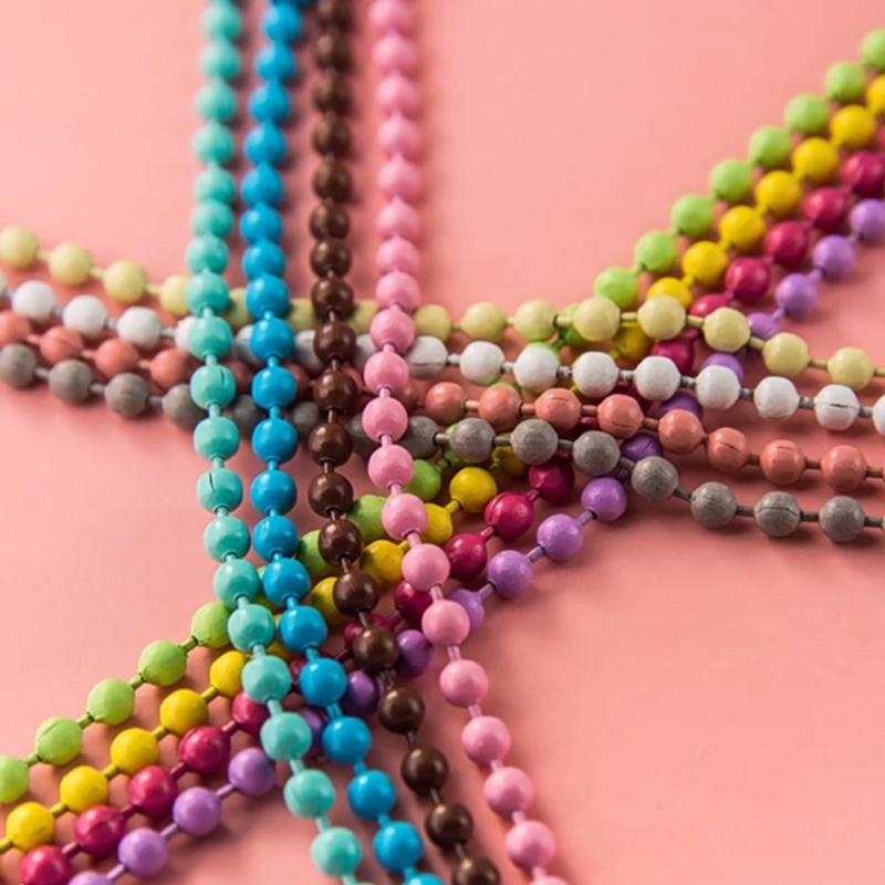 Pack of 100 Assorted Color Beaded Chains Stylish Keychain Accessory Colorful Small Ball Beads Chain with Connectors