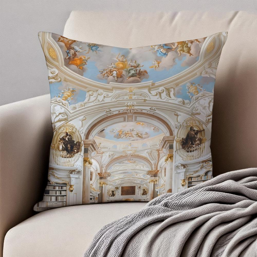 Classical AAbbey Of SSaint Gall Cushion Cover Pillowcase Antidustmite Invisible Zipper Short Plush Sofa Cushion