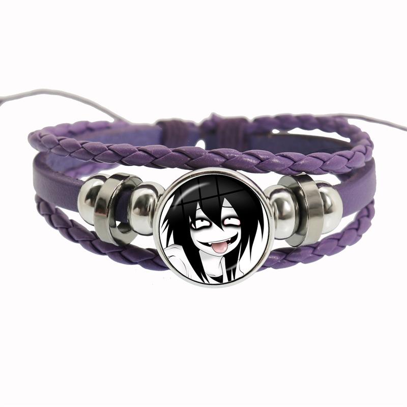 Fashion Accessory Gift For Kids Hot Creepypasta CREEPY PASTA TICCI TOBY Bracelet Glass Leather Bangle JEFF THE KILLER