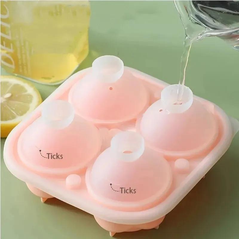3D Rose Ice Molds 2.5 Inch, Large Ice Cube Trays, Make 4 Giant Cute Flower Shape Ice, Silicone Rubber Fun Big Ice Ball Maker