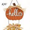 Fireplace Mantel Harvest Sign Hello Fall Wooden Hanging Sign, Pumpkin Maple Leaf Door Hanger with Thanksgiving Tassel, Autumn Wall Decor, Farmhouse